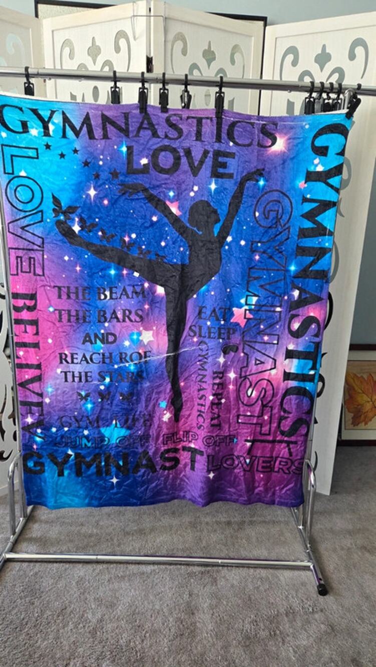 Gymnastics Gymnast Plush Throw Blanket 40x50 Purple Galaxy Girls Soft Fleece